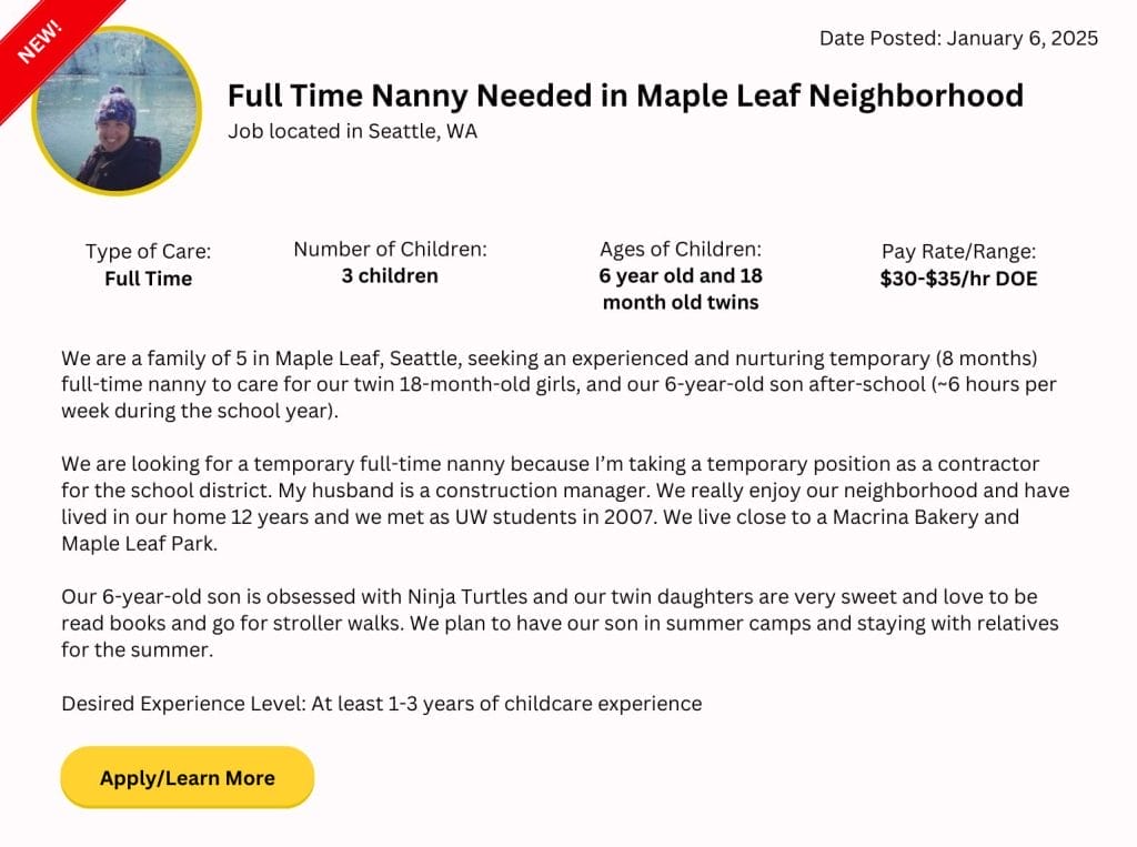 full time seattle nanny